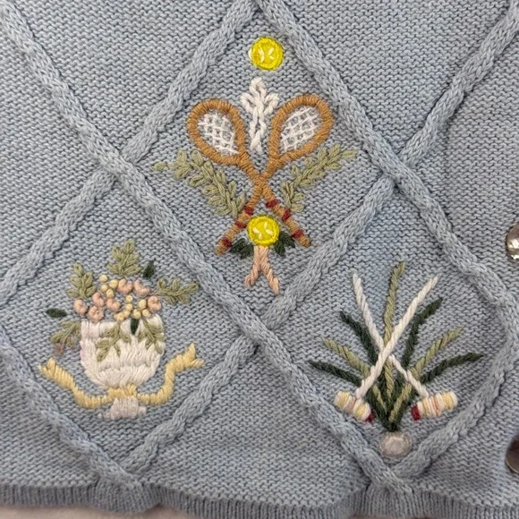 Susan Bristol Cardigan Sweater Short Sleeve Embroidered Knit Top XL‎ - Flawed - Picture 9 of 13